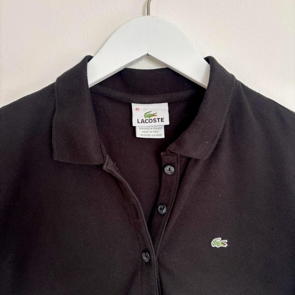 Lacoste Black Polo with Green Crocodile Patch